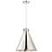 Newton Cone 18"W Polished Nickel Corded Pendant With Polished Nickel S