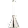 Newton Cone 18"W Polished Nickel Corded Pendant With Polished Nickel S