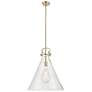 1_Newton Cone 18"W Champagne Bronze Stem Arched Pendant With Clear Shade