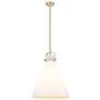 1_Newton Cone 18"W Champagne Bronze Stem Arched Pendant With White Shade