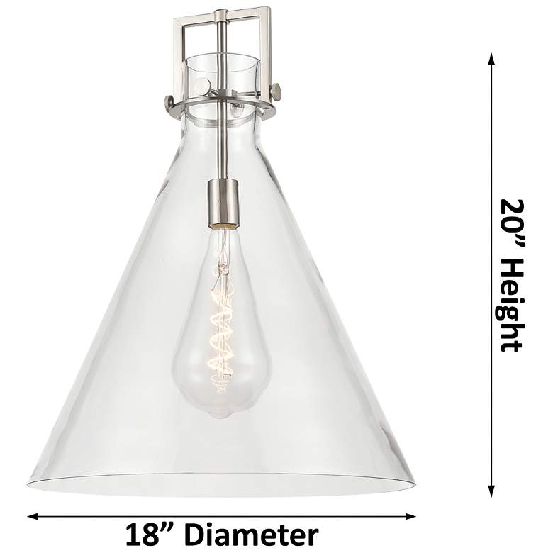 Image 2 Newton Cone 18"W Champagne Bronze Stem Arched Pendant With White Shade more views
