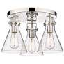 Newton Cone 19.6" Wide 3 Light Polished Nickel Flush Mount with Seedy