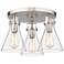 Newton Cone 19.6" Wide 3 Light Satin Nickel Flush Mount with Clear Sha