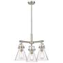 Newton Cone 20.38"W 3 Light Satin Nickel Stem Hung Pendant With Clear 