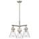Newton Cone 20.38"W 3 Light Satin Nickel Stem Hung Pendant With Seedy
