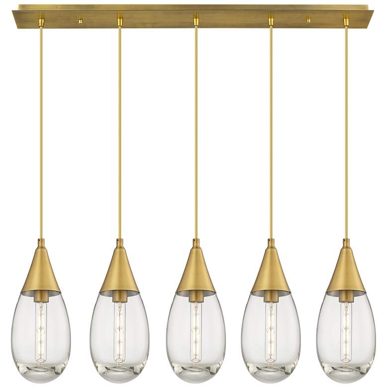 Image 1 Newton Cone 22.13" Wide 9 Light Brushed Brass Multi Pendant w/ Seedy S
