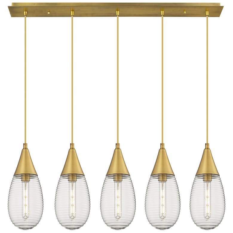 Image 1 Newton Cone 22.13" Wide 9 Light Brushed Brass Multi Pendant w/ White S