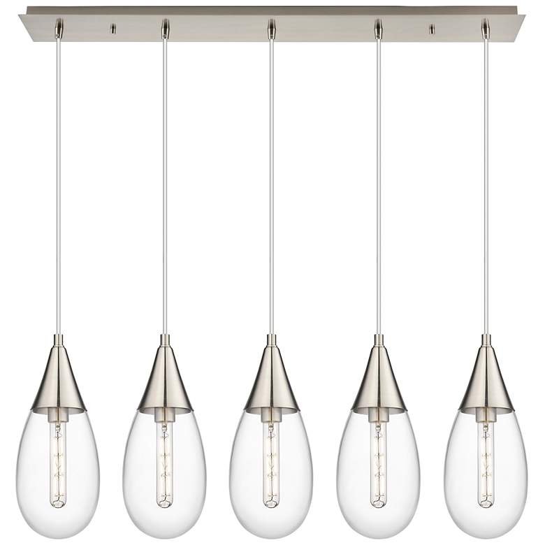 Image 1 Newton Cone 22.13" Wide 9 Light Matte Black Multi Pendant With Clear S