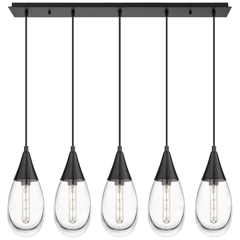 Image 1 Newton Cone 22.13" Wide 9 Light Matte Black Multi Pendant With White S