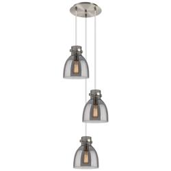 Newton Cone 22.13&quot;W 9 Light Brushed Nickel Multi Pendant w/ Clear Shad