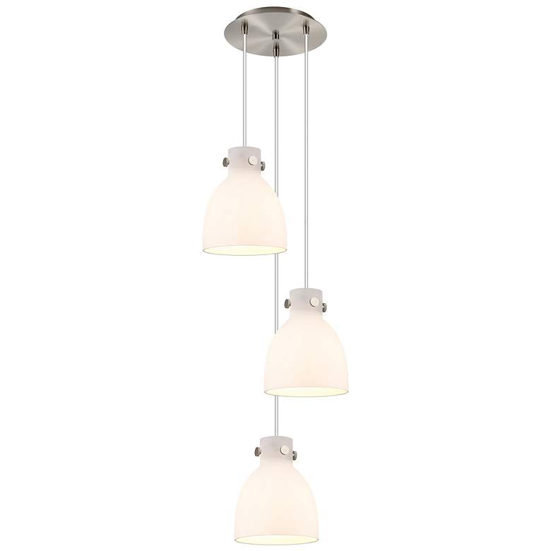 Image 1 Newton Cone 22.13"W 9 Light Brushed Nickel Multi Pendant w/ Seedy Shad