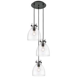 Newton Cone 22.13"W 9 Light Brushed Nickel Multi Pendant w/ White Shad