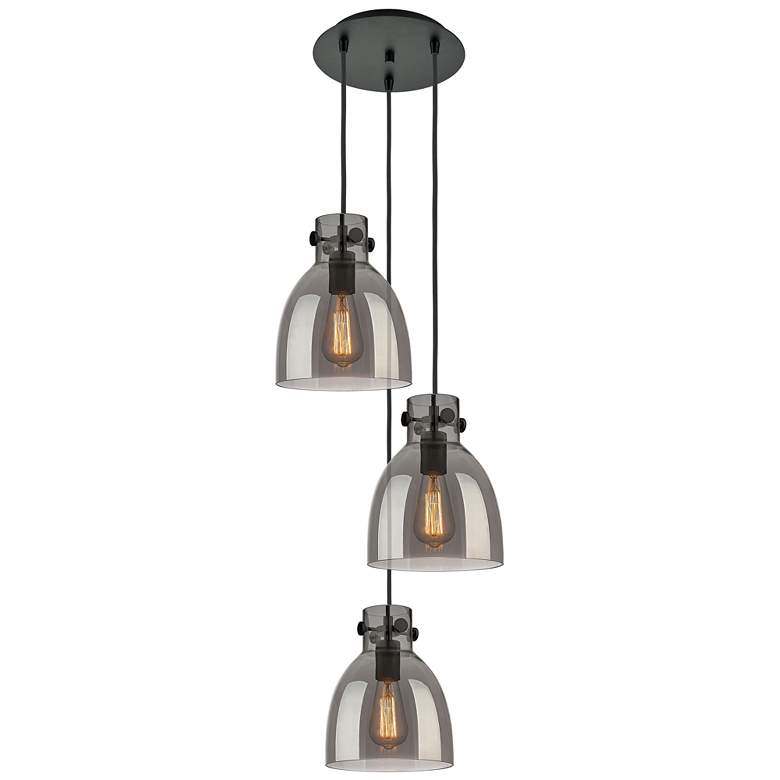 Image 1 Newton Cone 22.13"W 9 Light Matte Black Multi Pendant w/ Light Smoke S