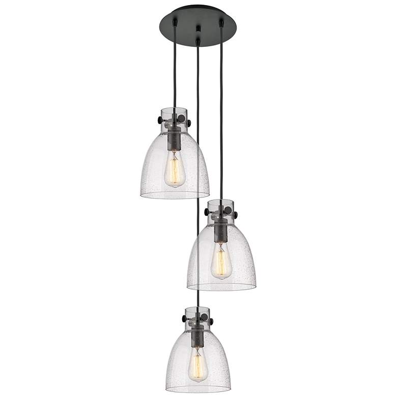 Image 1 Newton Cone 22.13"W 9 Light Polished Nickel Multi Pendant w/ Clear Sha