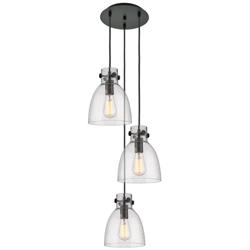 Newton Cone 22.13"W 9 Light Polished Nickel Multi Pendant w/ Clear Sha