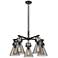 Newton Cone 26"W 5 Light Black Stemmed Chandelier w/ Smoke Shade