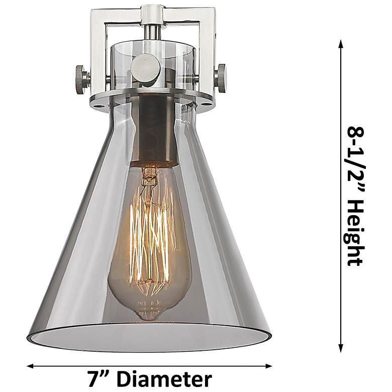 Image 2 Newton Cone 26"W 6 Light Brass Stem Arch Chandelier w/ Seedy Shade more views
