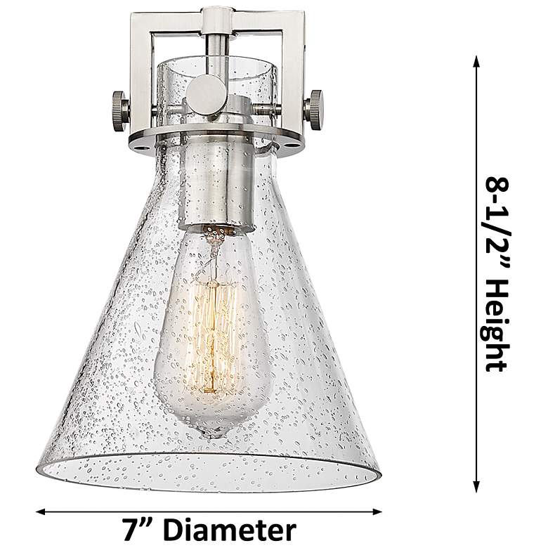 Image 2 Newton Cone 26"W 6 Light Brushed Brass Stem Chandelier With Seedy Shade more views