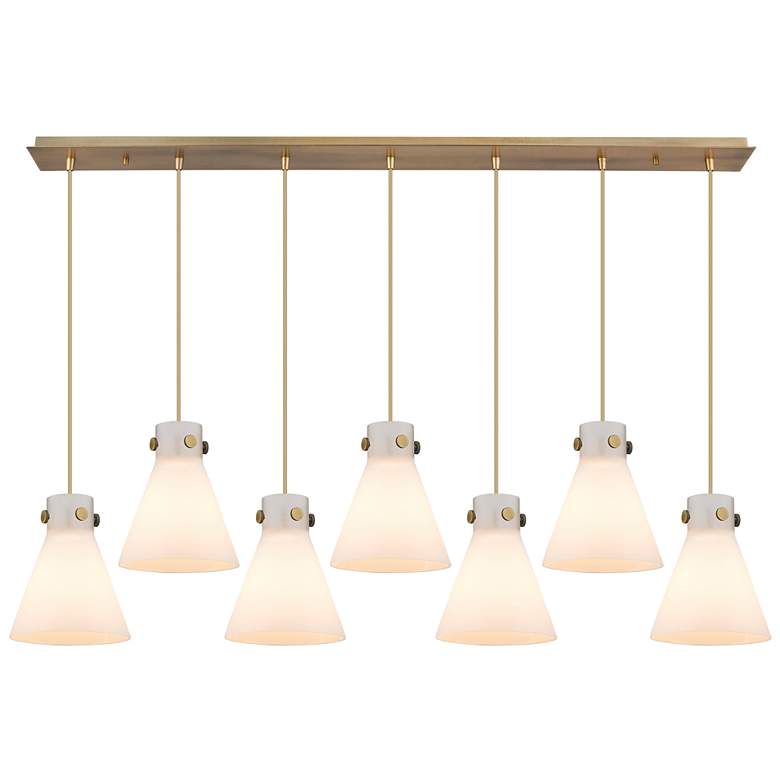 Image 1 Newton Cone 27.25 inch Wide 12 Light Brushed Brass Multi Pendant w/ Clear 