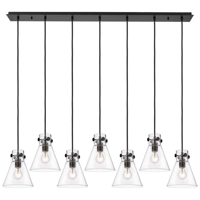 Image 1 Newton Cone 27.25" Wide 12 Light Matte Black Multi Pendant With White