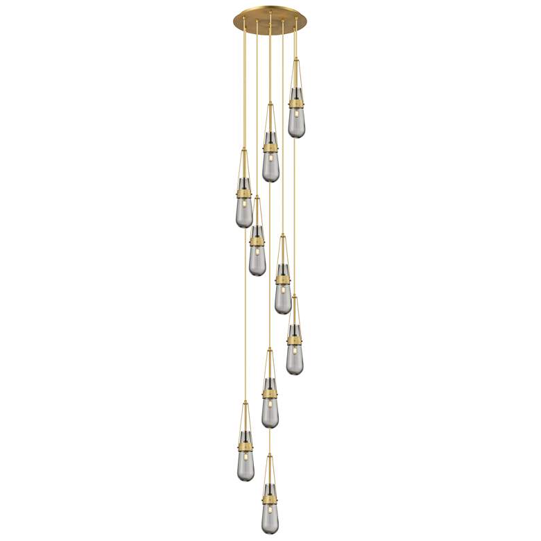 Image 1 Newton Cone 27.25"W 12 Light Brushed Nickel Multi Pendant w/ Clear Sha