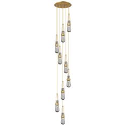 Newton Cone 27.25"W 12 Light Brushed Nickel Multi Pendant w/ Clear Sha