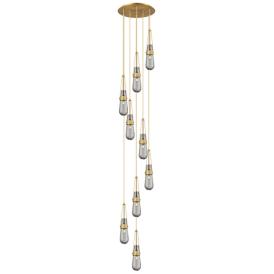 Newton Cone 27.25"W 12 Light Brushed Nickel Multi Pendant w/ Clear Sha Newton Cone 27.25"W 12 Light Brushed Nickel Multi Pendant w/ Clear Sha