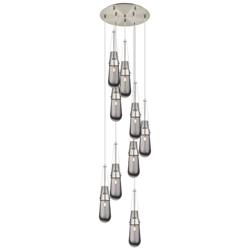 Newton Cone 27.25"W 12 Light Brushed Nickel Multi Pendant w/ Seedy Sha
