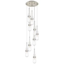 Newton Cone 27.25"W 12 Light Brushed Nickel Multi Pendant w/ Smoke Sha