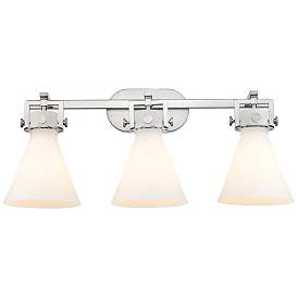 Image1 of Newton Cone 27" Wide 3 Light Satin Nickel Bath Light With Matte White
