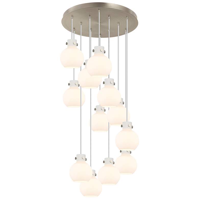 Image 1 Newton Cone 39.75" Wide 3 Light Brushed Brass Linear Pendant w/ Clear