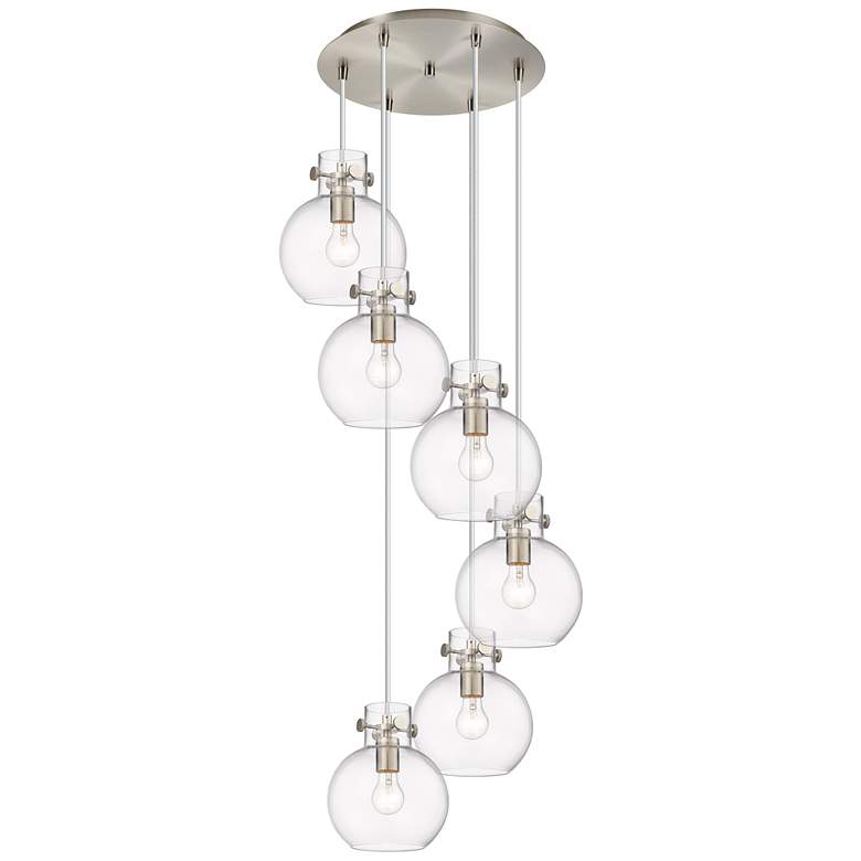 Image 1 Newton Cone 39.75"W 3 Light Brushed Brass Linear Pendant w/ Smoke Shad