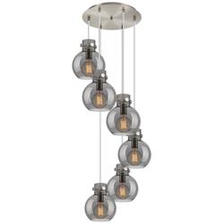 Newton Cone 39.75&quot;W 3 Light Brushed Nickel Linear Pendant w/ Clear Sha