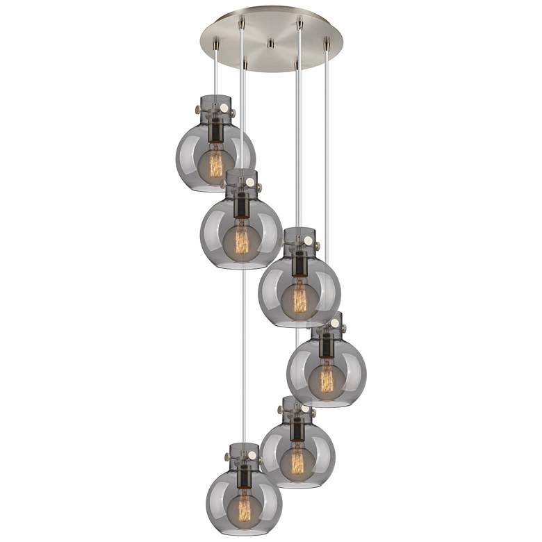 Image 1 Newton Cone 39.75"W 3 Light Brushed Nickel Linear Pendant w/ Clear Sha