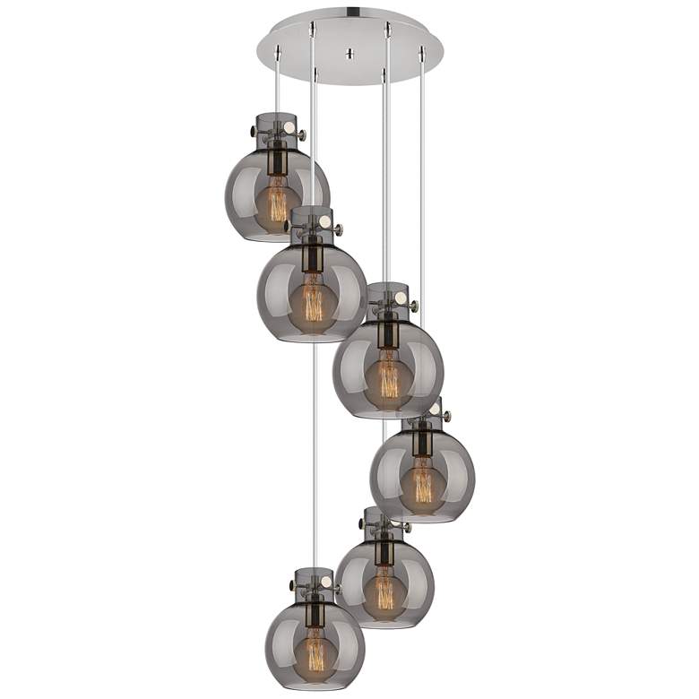 Image 1 Newton Cone 39.75"W 3 Light Polished Nickel Linear Pendant w/ White Sh