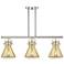 Newton Cone 42"W 3 Light Nickel Stem Arch Island Light w/ Mercury Shade