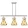Newton Cone 42"W 3-Lt Satin Nickel Stem Arch Island-Lt w/ Mercury Shade