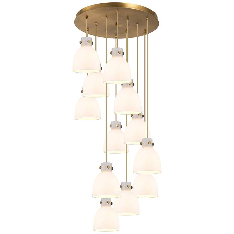 Image 1 Newton Cone 51.75" Wide 4 Light Brushed Brass Linear Pendant w/ Clear