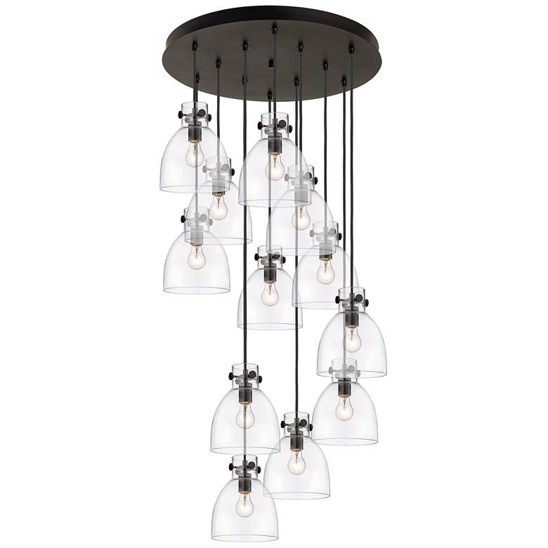 Image 1 Newton Cone 51.75" Wide 4 Light Matte Black Linear Pendant With White