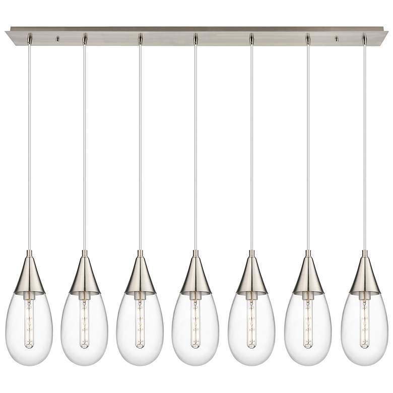 Image 1 Newton Cone 51.75" Wide 7 Light Matte Black Linear Pendant With Clear