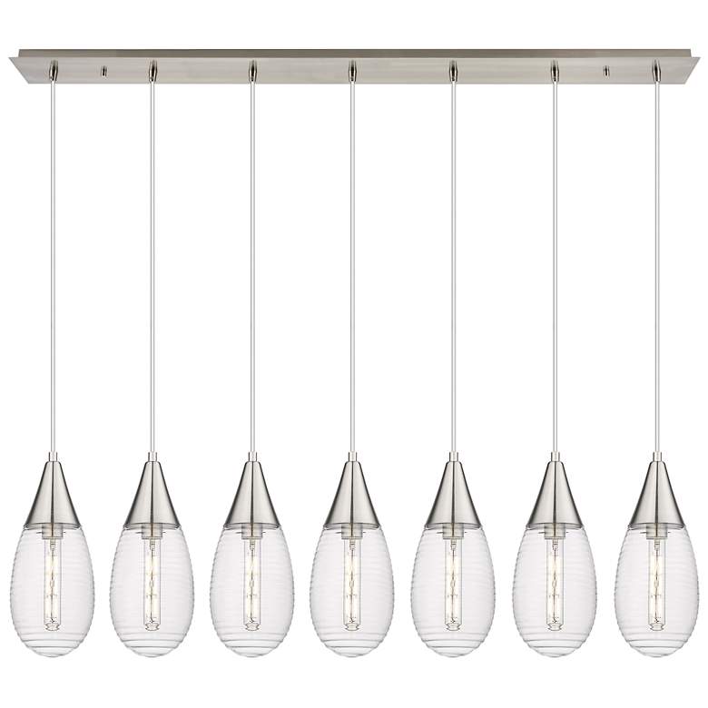 Image 1 Newton Cone 51.75 inch Wide 7 Light Matte Black Linear Pendant With Seedy 
