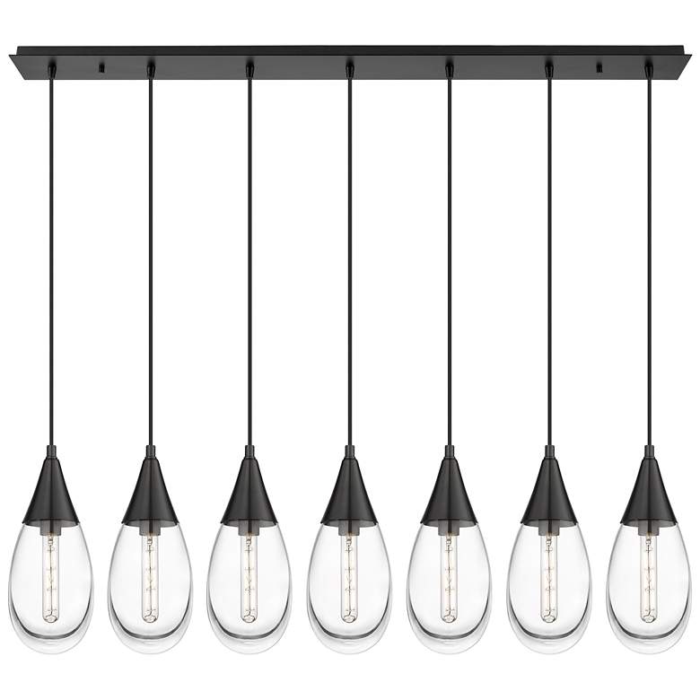 Image 1 Newton Cone 51.75" Wide 7 Light Matte Black Linear Pendant With White