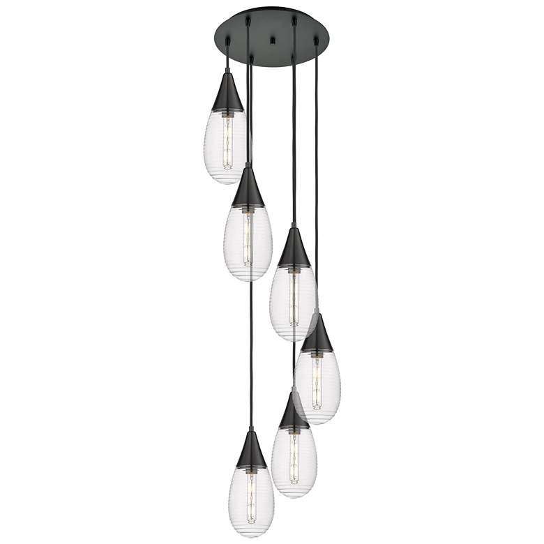 Image 1 Newton Cone 51.75"W 4 Light Matte Black Linear Pendant w/ Light Smoke