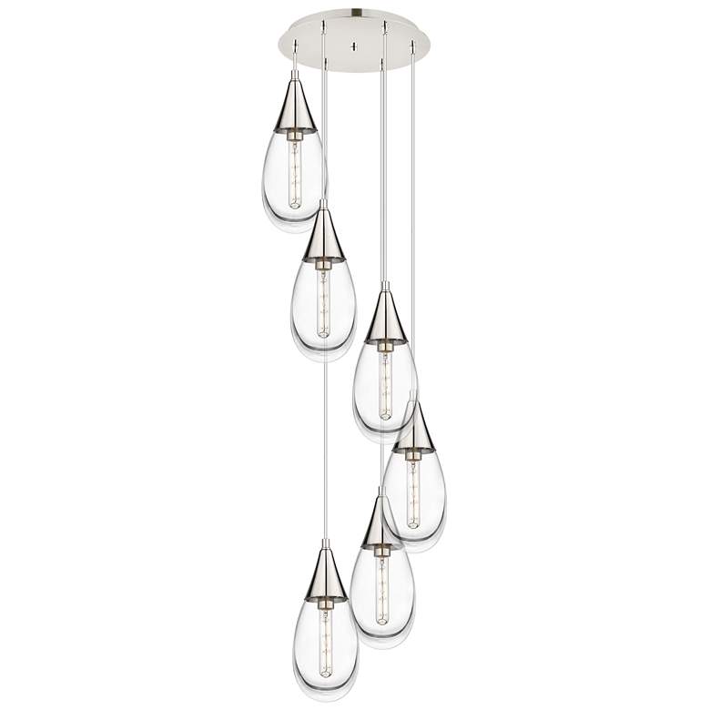 Image 1 Newton Cone 51.75"W 4 Light Polished Nickel Linear Pendant w/ Clear Sh