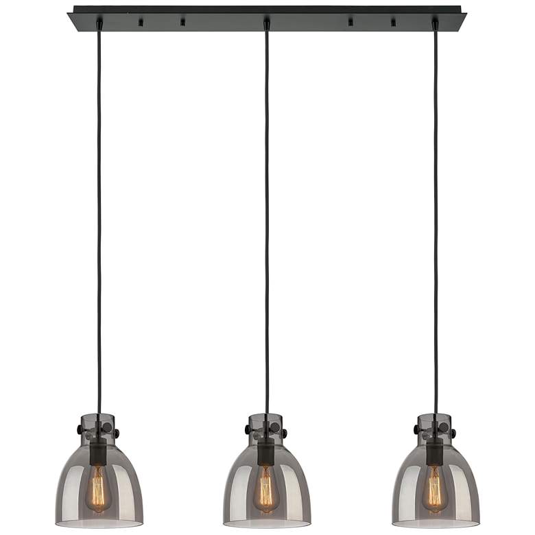 Image 1 Newton Cone 51.75"W 7 Light Matte Black Linear Pendant w/ Light Smoke