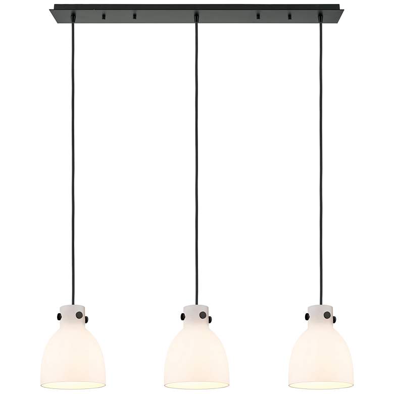 Image 1 Newton Cone 51.75"W 7 Light Polished Nickel Linear Pendant w/ Smoke Sh