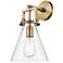 Newton Cone 8" LED Sconce - Brass Finish - Clear Shade