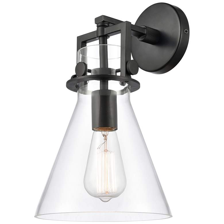 Image 1 Newton Cone 8" LED Sconce - Matte Black Finish - Clear Shade
