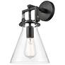 Newton Cone 8" LED Sconce - Matte Black Finish - Clear Shade
