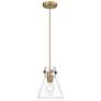 Newton Cone 8" Wide Brushed Brass Cord Hung Pendant With Clear Glass S